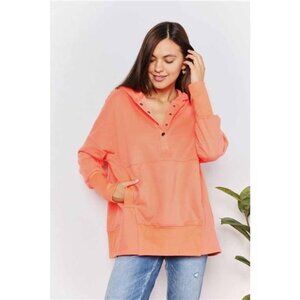 Double Take Quarter-Snap‎ Dropped Shoulder Hoodie